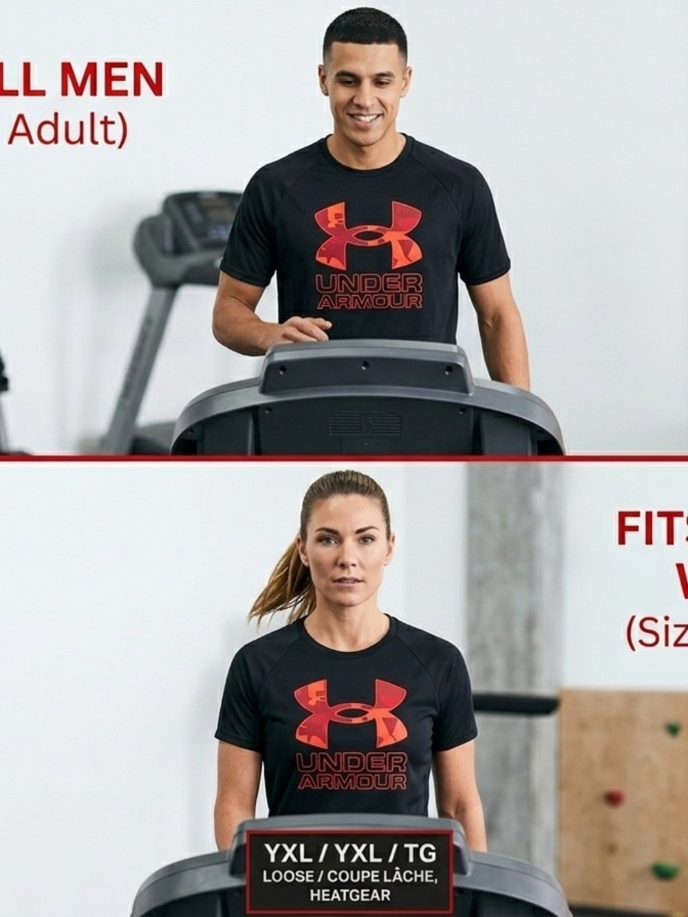 Under Armour Unisex HeatGear Black Short-Sleeve Logo T-Shirt - Orange Red Logo